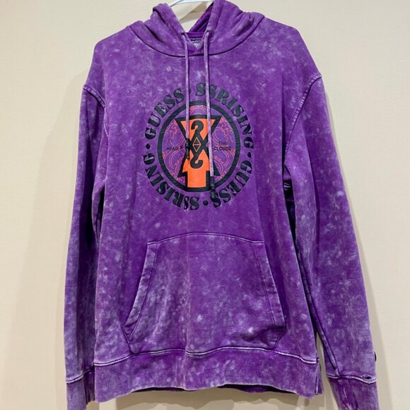 GUESS 88 RISING HOODIE SWEATSHIRT HEAD IN THE CLOUDS SZ L PURPLE ACID STREETWEAR - Picture 12 of 16